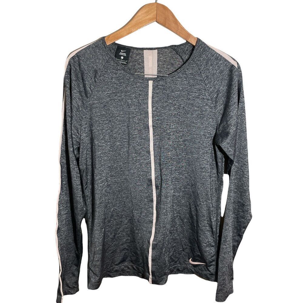 Nike Pro Hypercool Long Sleeve Top Size Large Athleisure Mesh Sheer Grey At4539